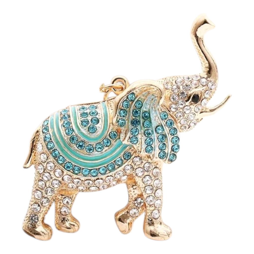 SALE Keychain Elegant Rhinestone Bling Blue Elephant Keychain Handbag Charm